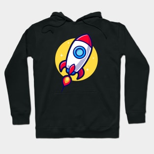 Rocket Flying To The Moon Cartoon Hoodie